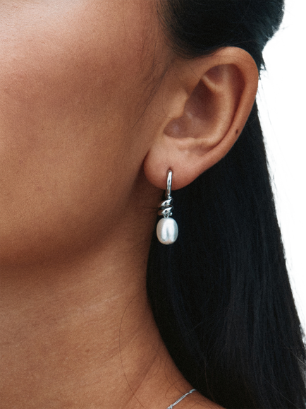 EDBLAD Swivel Pearl Drop Earrings, Steel - view 2, Steel