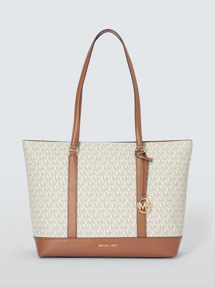 Michael Kors Andie Medium Shopper Logo Tote Bag, Vanilla/Acorn