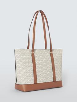 Michael Kors Andie Medium Shopper Logo Tote Bag - view 2, Vanilla/Acorn