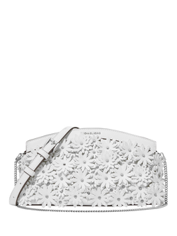 Michael Kors Athena Floral Appliqué Convertible Clutch Bag, Optic White