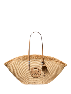 Michael Kors Isa Large Crocheted Straw Tote Bag, Natural/ Peanut, Natural/ Peanut