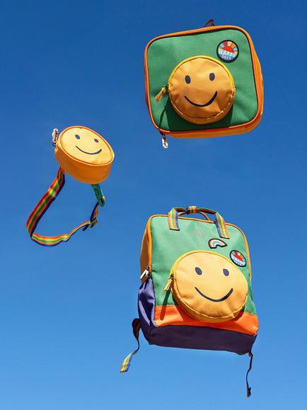 Frugi Kids' Smiley Face Belt Bag, Happy Hotchpotch - view 2, Happy Hotchpotch