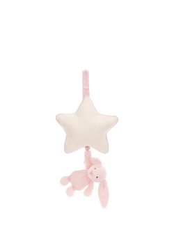 Jellycat Bashful Bunny Musical Pull Mobile, Pink - view 2, Pink