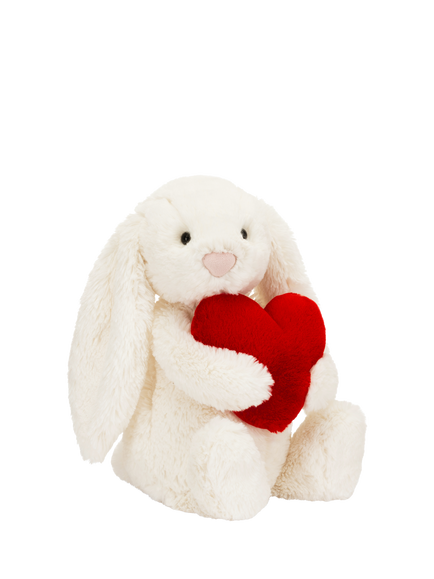 Jellycat Basful Red Love Heart Bunny Soft Toy, White