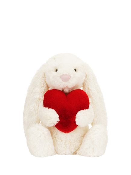 Jellycat Basful Red Love Heart Bunny Soft Toy - view 2, White