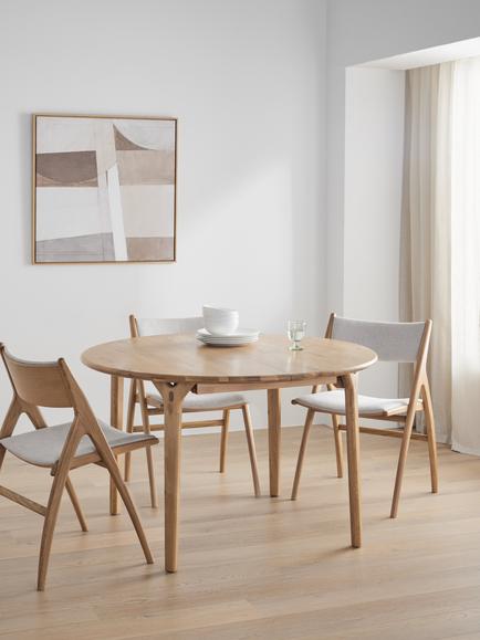 John Lewis X-Ray Round 4-6 Seater Extending Dining Table, Oak - view 2, Oak