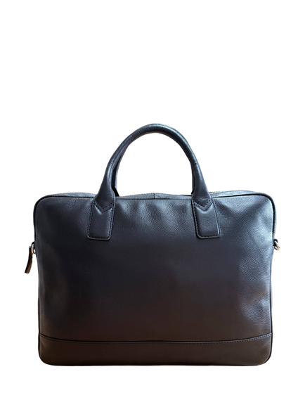 John Lewis LUGO Leather Laptop Bag, Black, Black