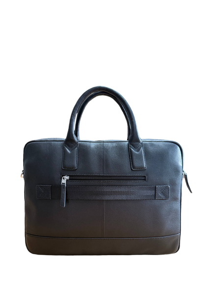 John Lewis LUGO Leather Laptop Bag, Black - view 2, Black