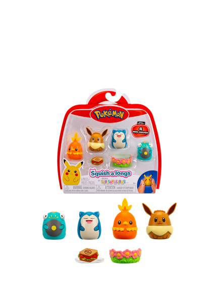 Squishmallows Pokémon Squish-a-longs Mini-Squish, Style 1/Wave 1, Pack of 4, Multi