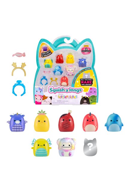 Squishmallows Squish-a-longs Mini-Squish, Style 3/Wave 5, Pack of 8, Multi
