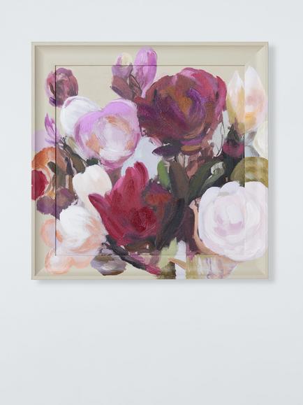 John Lewis 'Floral Bloom' Hand Painted Framed Wall Art, 40 x 40cm, Pink/Multi, Multi