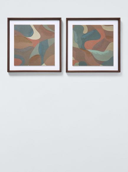 John Lewis 'Retro Flo' Framed Prints, Set of 2, 50 x 50cm, Multi, Multi