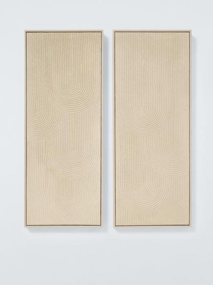 John Lewis 'Sculptured Sands' Hand Painted Framed Wall Art, Set of 2, 100 x 40cm, Natural, Natural