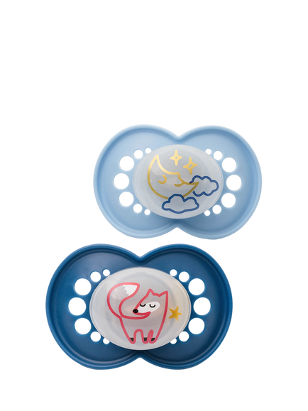 MAM Original Night Soother, 6-18m, Pack of 2, Blue, Blue