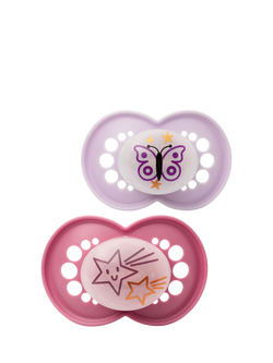 MAM Original Night Soother, 6-18m, Pack of 2, Pink, Pink