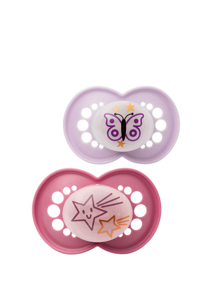 MAM Original Night Soother, 6-18m, Pack of 2, Pink, Pink