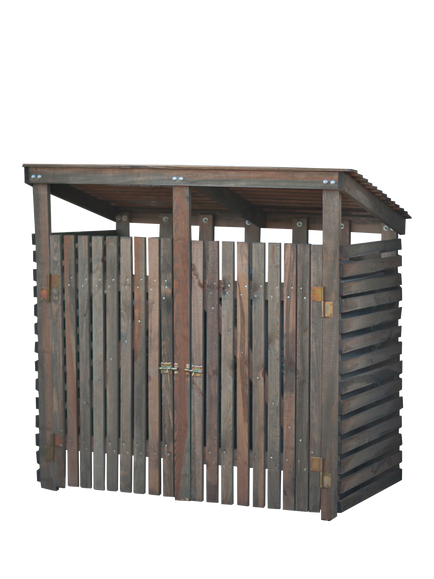 Garden Trading Aldsworth Spruce Wood Outdoor Double Wheelie Bin Store, Natural