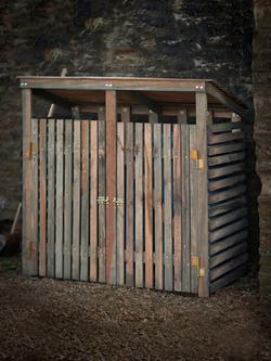 Garden Trading Aldsworth Spruce Wood Outdoor Double Wheelie Bin Store - view 2, Natural