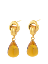 Shyla Chunky Knot Stone Drop Earrings, Citrine Gold