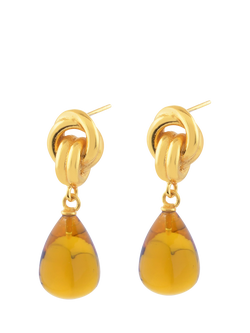 Shyla Chunky Knot Stone Drop Earrings, Citrine Gold, Citrine Gold