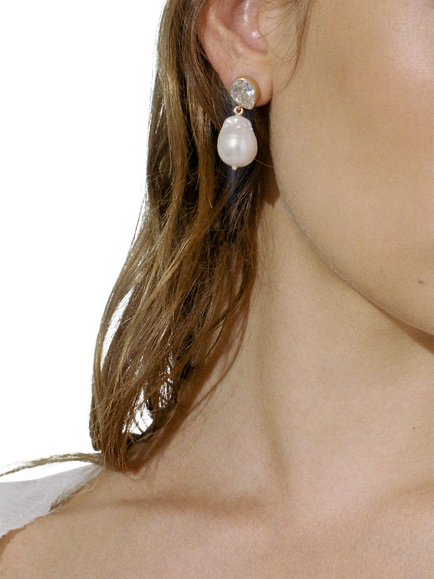 Shyla ISSA Drop Earrings, Gold Pearl - view 2, Gold Pearl