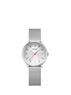 Mondaine MLE.33110.SM Women's Doppio Mesh Strap Watch, Silver, Silver