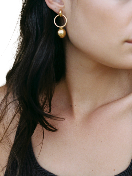 Shyla Layla Pearl Drop Hoop Earrings, Gold - view 2, Gold