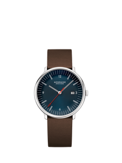 Mondaine MLE.41240.LGV Men's Doppio Leather Strap Watch, Brown, Brown