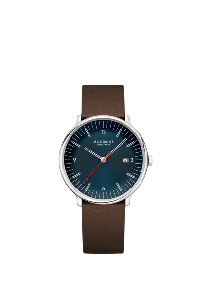 Mondaine MLE.41240.LGV Men's Doppio 41mm Leather Strap Watch, Brown, Brown