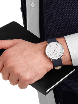 Mondaine MLE.41910.LDV Men's Doppio Solar Date Vegan Strap Watch, Blue - view 2, Blue