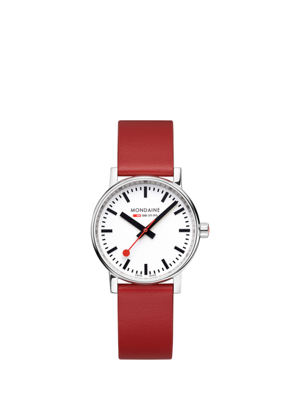 Mondaine MSE.35110.LCV Unisex Evo2 Vegan Strap Watch, Red, Red