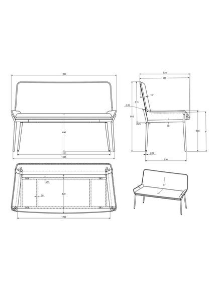 John Lewis Calgary Dining Bench, Mocha - view 2, Mocha