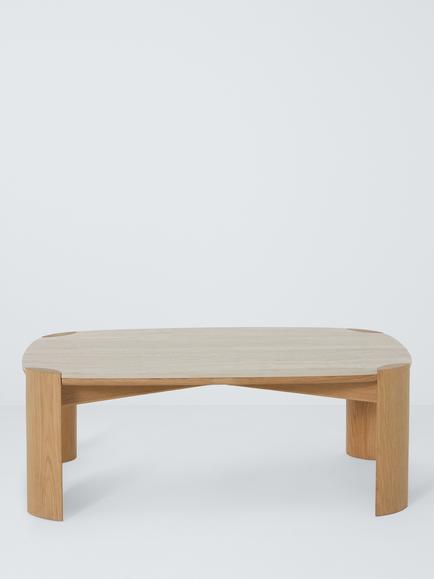 John Lewis Scoop Marble Top Coffee Table, Oak - view 2, Oak