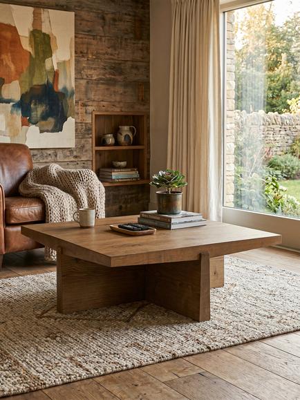 John Lewis Wedge Square Coffee Table, Dark Oak - view 2, Natural