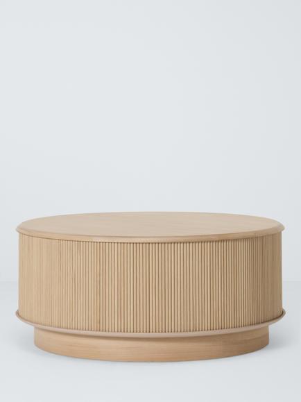 John Lewis Tambour Round Wood Coffee Table, Oak, Oak