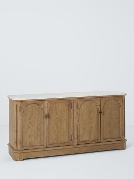 John Lewis Arch 4 Door Marble Top Sideboard, Natural Oak, Brown