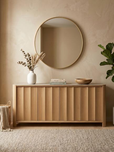 John Lewis Scoop 4 Door Sideboard, Oak - view 2, Oak