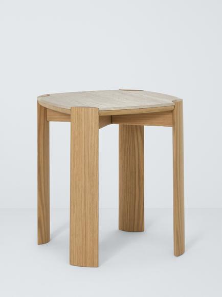 John Lewis Scoop Marble Top Side Table, Oak, Oak