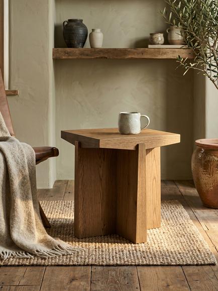 John Lewis Wedge Side Table, Dark Oak - view 2, Natural