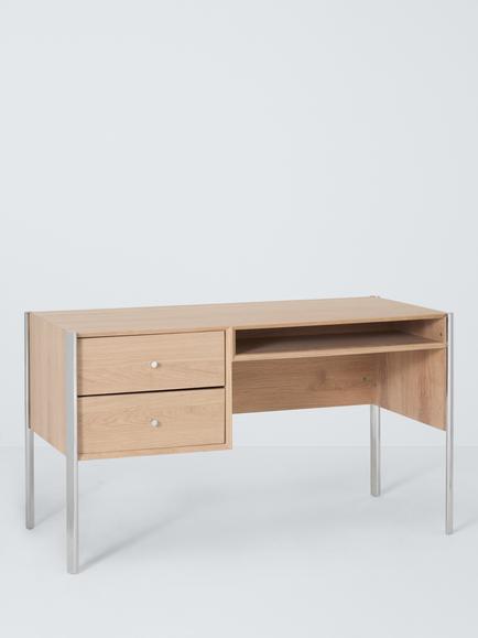 John Lewis Hansen Oak Wood 2 Drawer Desk, Natural, Oak