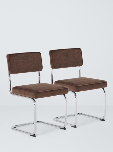 John Lewis Cantilever Dining Chair, Set of 2, Cocoa