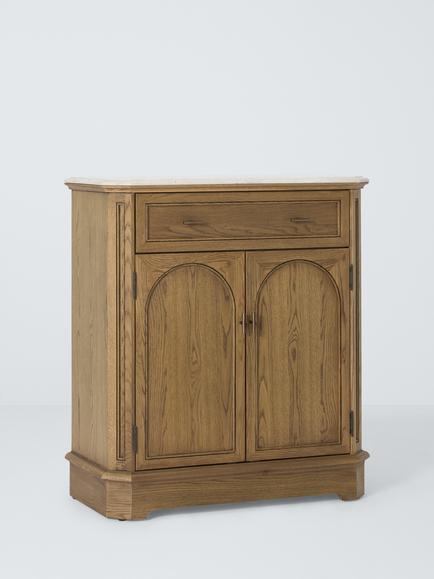 John Lewis Arch 2 Door Marble Top Cabinet, Natural Oak, Brown