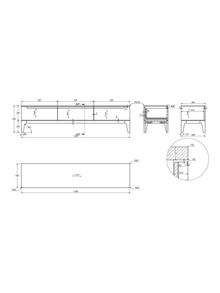 John Lewis Mira TV Unit, Oak - view 2, Oak
