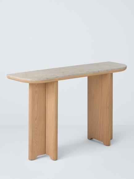 John Lewis Ritz Marble Console Table, Brown, Oak