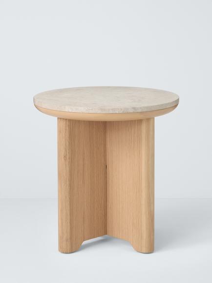 John Lewis Ritz Marble Side Table, Brown, Oak