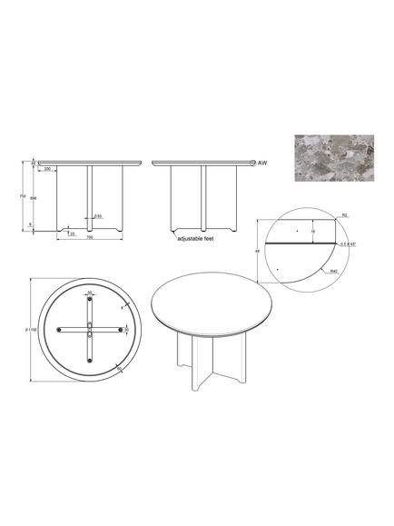John Lewis Ritz Marble Dining Table, Brown - view 2, Oak