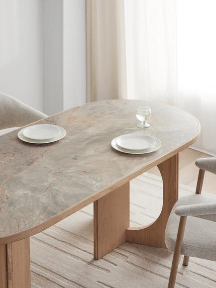 John Lewis Sculpt 6 Seater Ceramic Top Dining Table, Oak - view 2, Oak
