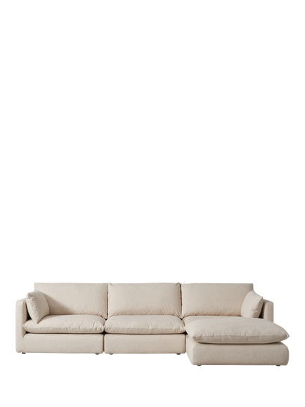 John Lewis Newlyn Large 3 Seater Chaise End Sofa, Light Leg, Native Linen Natural, Native Linen Natural