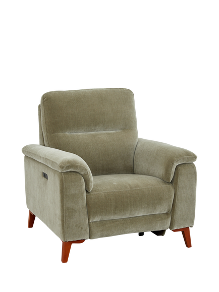 John Lewis Slant Power Recliner Amrchair, Green Chanille, Green Chenille
