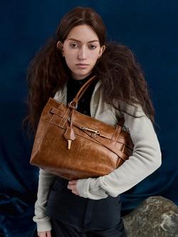 CHARLES & KEITH Delfina Large Tote Bag, Distressed Tan - view 2, Distressed Tan